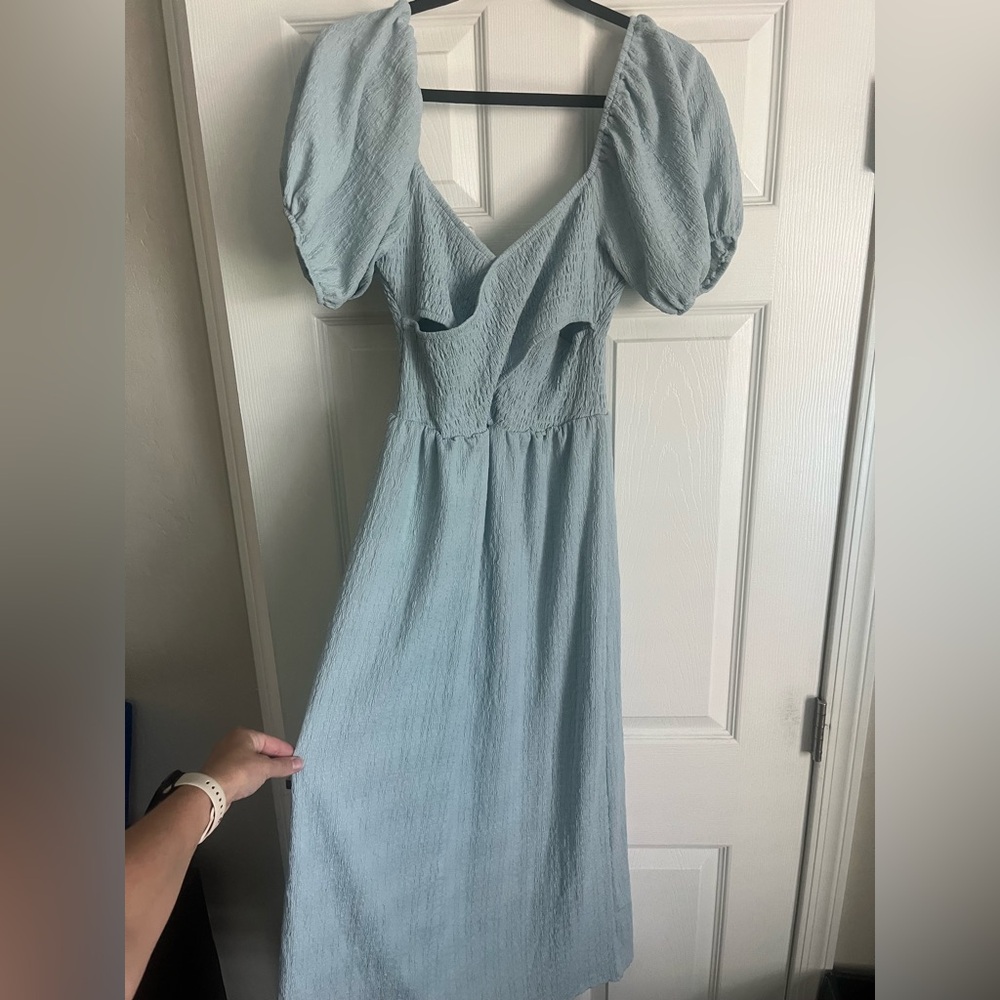 Blue Puff Sleeve Maxi Sundress - Picture 2 of 5
